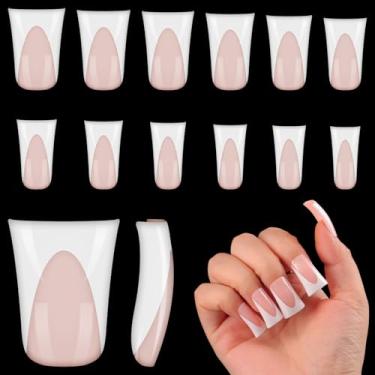 Imagem de outopen 120 pontas para unhas de pato, pontas curtas de pato francês, rosa, cobertura total, pontas de pato para pressão ampla, pés de pato de cristal, pontas de unhas para extensão acrílica de