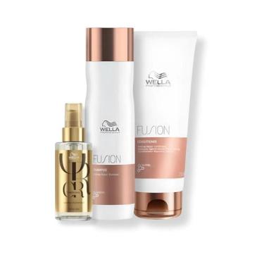 Imagem de Kit Wella - Shampoo 250ml e Condicionador 200ml Fusion + Óleo Capilar 