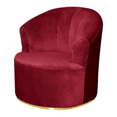 Imagem de Capa de poltrona giratória elástica, capa de poltrona redonda de poliéster macio, capa de poltrona de clube, lavável para protetor de móveis de sala de estar, decorativa (vinho vermelho)