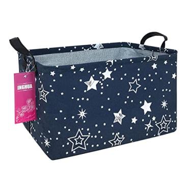 Imagem de INGHUA Cesto de armazenamento retangular organizador de tecido para brinquedos, livros, roupas, presentes, animais de estimação - perfeito para casa, escritório, berçário, dormitório, prateleira