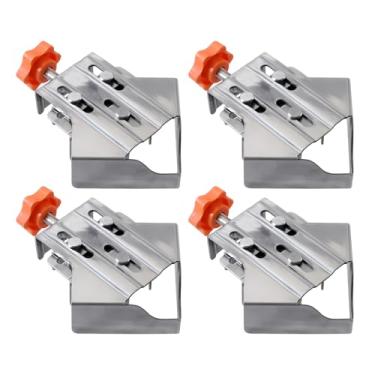 Imagem de Owfeel 4 braçadeiras de canto direito de aço inoxidável, braçadeira de ângulo reto de 90 graus para marcenaria, fixador de clipe de ângulo reto, grampos de alça única para marcenaria, moldura de foto