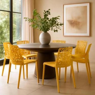 Imagem de Kit com 6 Cadeiras Gruvyer Amarela Restaurante Sala de Jantar Cafeteri
