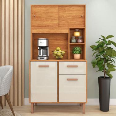 Imagem de Cozinha Compacta Dália 4 Portas 1 Gaveta Cinamomo/Off White - Fellicci