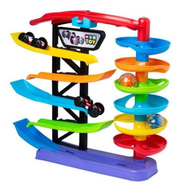 Imagem de Pista Infantil Racing Tower com 2 Carrinhos e 2 Bolinhas  Maptoy