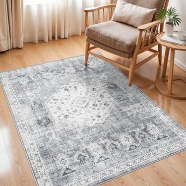 Imagem de RUUGME Tapete lavável 3x4: Tapete macio de pelo baixo para cozinha, entrada, quarto, antiderrapante, tapetes resistentes a manchas para lavanderia, banheiro, vintage, envelhecido, decoração de casa