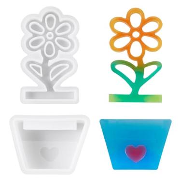 Imagem de Craftdady 1 conjunto de moldes de flores faça você mesmo, molde de silicone para decoração de casa, molde de vaso de plantador faça você mesmo para fundição de argila, molde de suporte de artesanato
