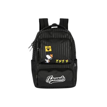 Imagem de Mochila Escolar Costas Snoopy Oficial - Preto