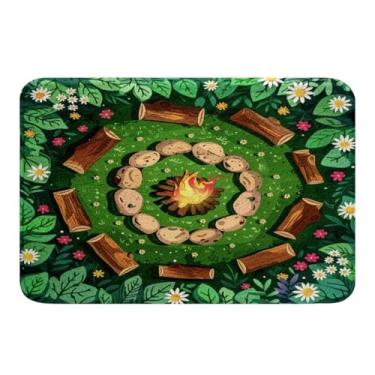 Imagem de Feelyou Tapetes de banho para banheiro com tema de floresta floresta, tapetes de banheiro para crianças, meninos, meninas, adolescentes, pedras de desenho animado, tapetes de banho para banheira, 51 x