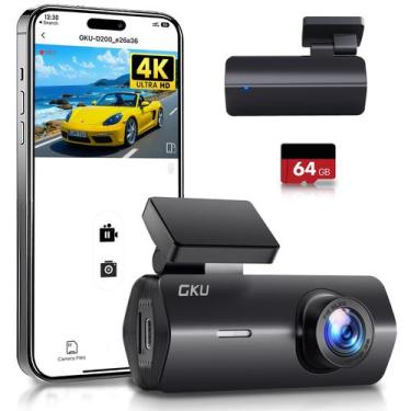 Imagem de Dash Cam GKU 4K UHD 170 WiFi Visão noturna 64GB