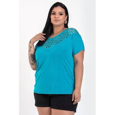 Imagem de Blusa Feminina Plus Size Malha Viscose Detalhe Corte a Laser - Serena,