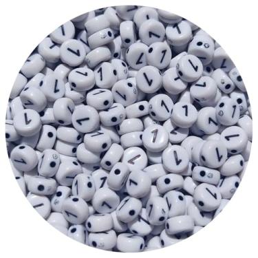 Imagem de 100 Miçanga Numero Separado 0 A 9 Entremeio Artesanato (1 - Branco e Preto)