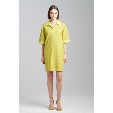 Imagem de N Natori Camisa feminina de algodão com ilhós, comprimento 94 cm, Wasabi, G