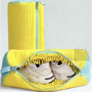 Imagem de "Bolsa de Lavar Tênis e Calçados – Saco Protetor em Malha Resistente com Zíper para Máquina de Lavar Roupa – Proteção Contra Danos e Deformação"