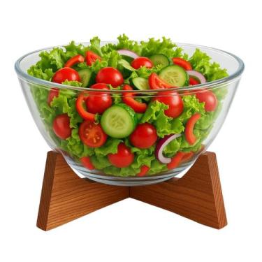 Imagem de Saladeira Bowl Vidro Borossilicato 2,7 L Sup Madeira Acácia - HAUSKRAF