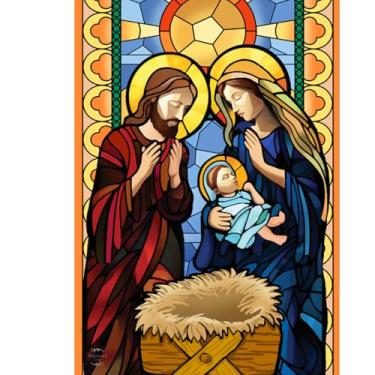 Imagem de Briarwood Lane Bandeira de jardim de presépio de vitral