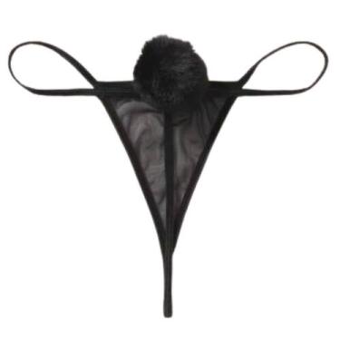 Imagem de Calcinha Fio Dental Sexy Com Pompom Sensual Coelhinha Luxo - Bella Ess