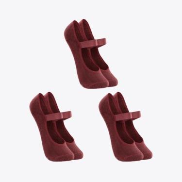 Imagem de Kit 3 Pares de Meias Lupo Sapatilha Antiderrapante 04945-103, Vinho, M
