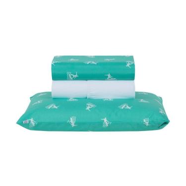 Imagem de Jogo De Lençol 3 Peças Solteiro Percal 180 Fios Homme 60% Algodão 40% Poliéster - Liberty Azul Ocean