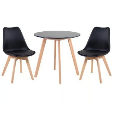 Imagem de Kit - Mesa Redonda 80 Cm Preto + 2 Cadeiras Leda