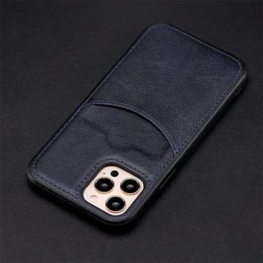 Imagem de Capa de telefone de couro PU de luxo para iPhone 15 Pro Max 14 13 12 11 Pro XR X XS Max 7 8 Plus SE 3 Slot para cartão de crédito Capa traseira carteira, azul, para iPhone7Plus