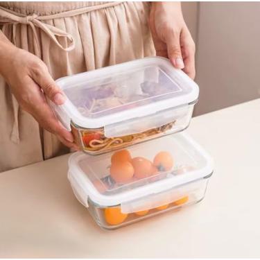 Imagem de 2 Potes de Vidro Borossilicato com Tampa, 640ml, Hermético, para alimentos