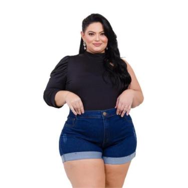 Imagem de Short Jeans Perna Dobrada Plus Size Tamanho Grande com Lycra - Karha J