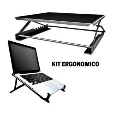 Imagem de Kit Ergonômico Apoio para pés Com Regulagem e Suporte para notebook Pr