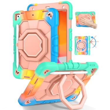 Imagem de BENTOBEN Capa para iPad 9ª/8ª/7ª geração (capa para iPad 10.2 2021/2020/2019) Capa resistente à prova de choque para iPad com suporte giratório de 360°/suporte para caneta, para mulheres, homens,