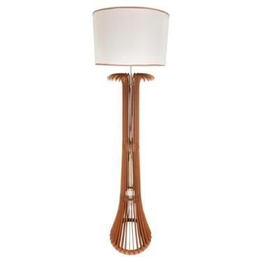 Imagem de Abajur De ChãO Rustico Com Base De Madeira E Tripé - Alto E Decorativo Para Sala E Quarto