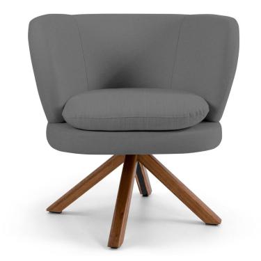 Imagem de Kit 2 Poltronas Decorativas Melissa Base Giromad Giratória Veludo C-317 Cinza - Domi