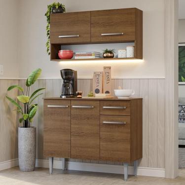 Imagem de Armário De Cozinha Compacta 105cm Rustic Emilly Madesa 03 Rustic