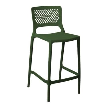 Imagem de Banqueta Alta para Cozinha Verde Musgo Empilhável Vênus em Polipropileno Acrilys