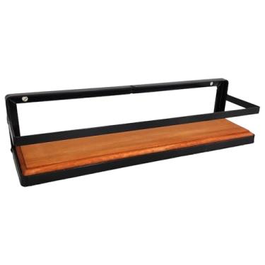 Imagem de Prateleira Industrial de Parede, Metal Preto e Madeira, 1 Andar, Suporte para Decoração, Estilo Rústico Moderno