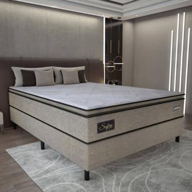 Imagem de Cama Box Conjugado Casal Com Colchão 138x67x188 Safira Gazin Cr35346 Castor
