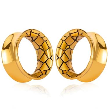 Imagem de Maxbott 2 peças de túneis de orelha 0G a 5/20.3 cm joia corporal de aço inoxidável cirúrgico 316 com design fractal, alargadores duplos alargados para orelhas esticadas, medidores de ouvido