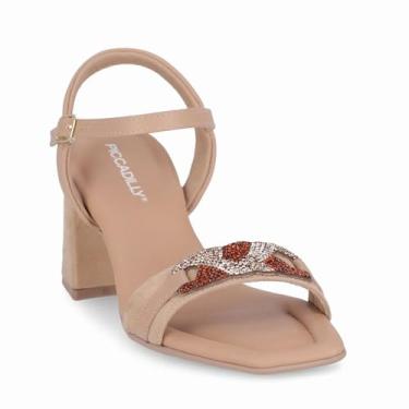 Imagem de Piccadilly, Sandália Feminina Piccadilly Salto Alto Bege Claro 626054-3 Tamanho:34;Cor:Bege