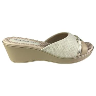 Imagem de Tamanco Anabela Feminino Piccadilly para Joanete (Off-White/Brule, BR, Adulto, Numérico, 38)