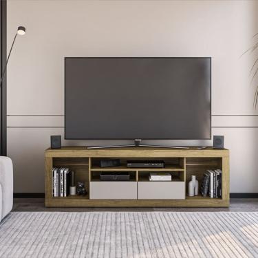 Imagem de Rack para Tv 65 Polegadas com 2 Gavetas Panamá Mel/Arenas