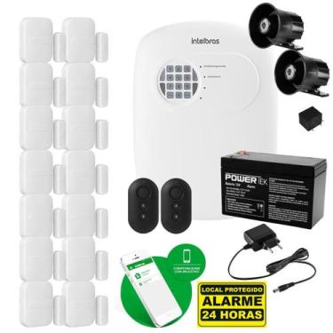 Imagem de Kit Alarme Intelbras Monitorado Celular 14 Sensores Sem Fio