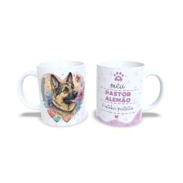 Imagem de Caneca de Cerâmica Yorkshire Terrier, Design Artístico com Flores e Corações, Branca, 325ml, Presente para Amantes de Pets (13197)