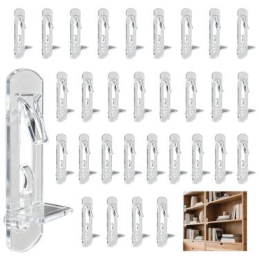 Imagem de 30 pinos de prateleira de plástico com trava – pinos de suporte de prateleira autotravante de 5 mm e clipes de prateleira de armário para furos de 4,9 a 5 mm de diâmetro, móveis, prateleiras de livros