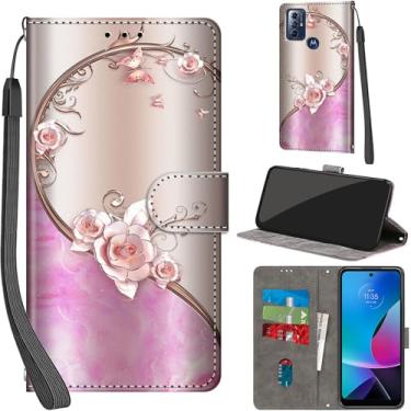 Imagem de Capa carteira para Motorola Moto G Play 2023, com [3 compartimentos para cartões], fecho magnético com suporte, capa protetora flip de couro PU à prova de choque 16,5 cm, rosa rosa