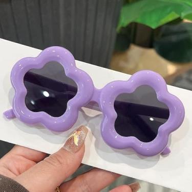 Imagem de Pacote com 1 óculos de sol infantil floral para meninas e meninos, Roxa