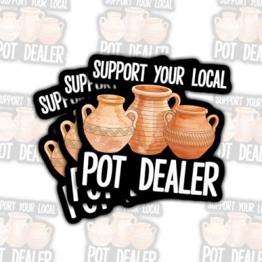 Imagem de 3 peças de adesivos de cerâmica para revendedor de panelas locais, decalques de vinil engraçados de cerâmica de argila para laptop, caderno, diário, garrafa hidráulica, para-choque de carro, presente