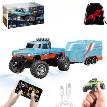 Imagem de Mini RC Monster Truck em escala 1/64 com controle remoto de luzes - Ma