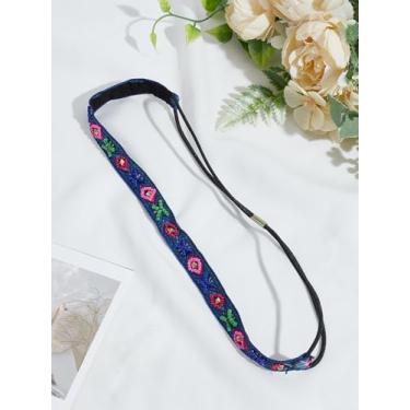 Imagem de 1 faixa de cabeça de strass, faixas de cabelo coloridas de poliéster com contas de vidro e joias elásticas de ferro para mulheres, pentear maquiagem, salão de beleza, acessórios finos grossos, 15 x