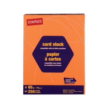 Imagem de Staples Papel cartolina 862158 Brights 29,5 kg, 21 x 28 cm, laranja brilhante, pacote com 250