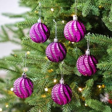 Imagem de Conjunto de enfeites de bola de Natal 6 cm acabamento galvanizado plástico transparente enfeites de árvore minimalistas modernas para festas de fim de ano celebrações em casa, vermelho dourado marrom