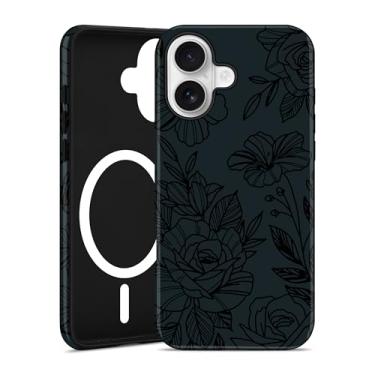 Imagem de Aitipy Capa de telefone compatível com MagSafe Flower para iPhone 17, linda linha estética verde jato floarl TPU magnético macio e PC rígido capa protetora fina à prova de choque para mulheres e