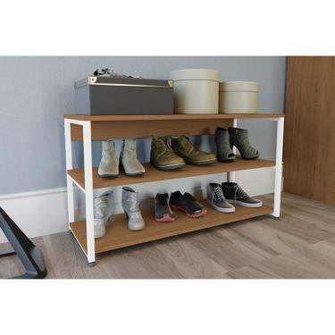 Imagem de Armário Sapateira Quarto Industrial Li020 C- 2 Prateleiras Canela-branco - Kappesberg